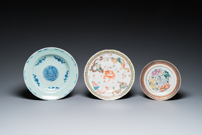 Five various Chinese dishes and a plate, 19/20th C.