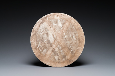 A round Chinese qianjiang cai plaque, signed Wang You Tang 汪友棠, 19/20th C.