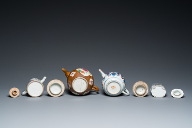 Een grote collectie Chinees famille rose en Imari-stijl theegoed, Yongzheng/Qianlong