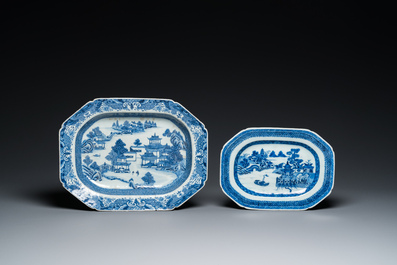 Nine Chinese blue and white dishes, Qianlong