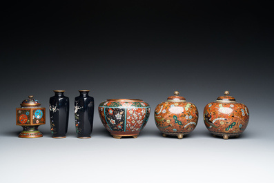 Six Japanese cloisonn&eacute; wares, Meiji, 19/20th C.