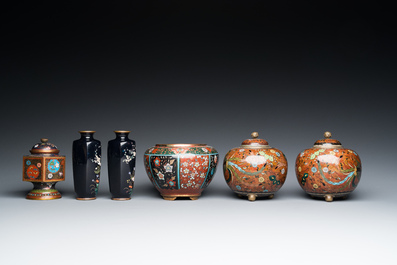 Six Japanese cloisonn&eacute; wares, Meiji, 19/20th C.