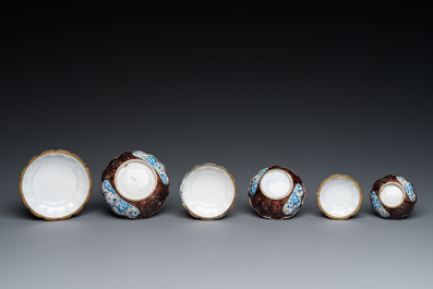 Two Chinese cloisonn&eacute; saucers, three Canton enamel covered boxes and a saucer, 18/19th C.