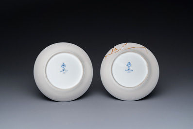 A French blue-ground S&egrave;vres-style 6-piece tea service, 19th C.