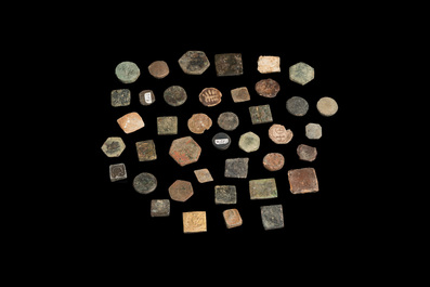 A collection of 40 copper and lead coin weights, 14/15th C.