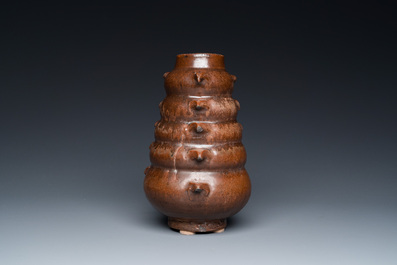 A Chinese monochrome brown-glazed vase, Song
