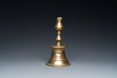 An Ottoman bronze candlestick with tulip-shaped sconce, Turkey, 17th C.