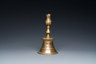 An Ottoman bronze candlestick with tulip-shaped sconce, Turkey, 17th C.