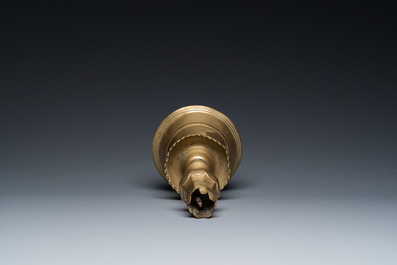An Ottoman bronze candlestick with tulip-shaped sconce, Turkey, 17th C.
