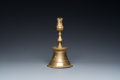 An Ottoman bronze candlestick with tulip-shaped sconce, Turkey, 17th C.