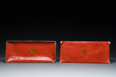 A rectangular lacquered wood writing box, Kashmir, India, 19th C.