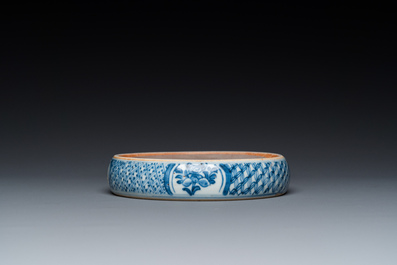 A Chinese blue and white ink stone, Kangxi