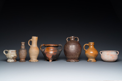 A large collection of early Western European pottery and stoneware, 13/17th C.