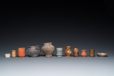 A large collection of early Western European pottery and stoneware, 13/17th C.