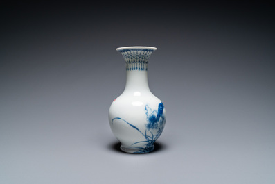 Vase 'Wang Bu' en porcelaine de Chine en bleu et blanc, marque de Yongzheng, 20&egrave;me