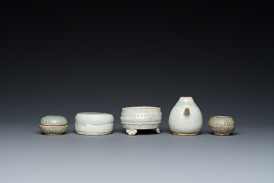 Six Chinese celadon- and qingbai-glazed wares, Song and later