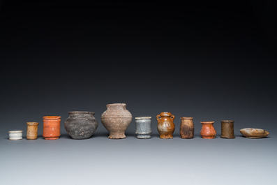 A large collection of early Western European pottery and stoneware, 13/17th C.