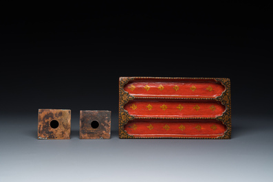 A rectangular lacquered wood writing box, Kashmir, India, 19th C.