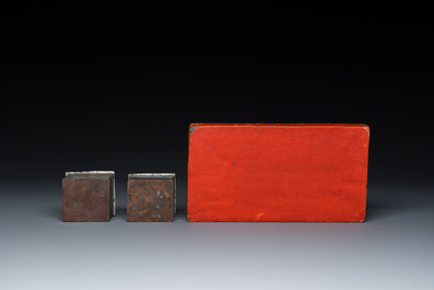 A rectangular lacquered wood writing box, Kashmir, India, 19th C.