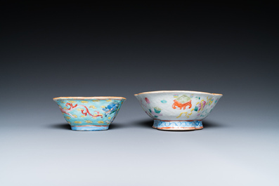 Een diverse collectie Chinees famille rose en qianjiang cai porselein, 19/20e eeuw