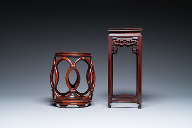 Five Chinese well-carved wooden stands, 20th C.