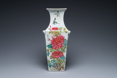 A Chinese square qianjiang cai vase, signed Ma Qingyun 馬慶雲, dated 1914