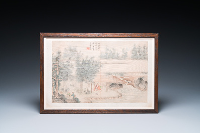Follower of Tang Yin 唐寅 (1470-1524): 'Five landscapes and an album with two landscapes', ink and colour on silk, 20th C.