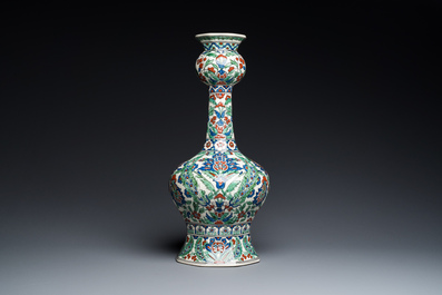 A large Iznik-style vase and a dish, Boch Fr&egrave;res K&eacute;ramis and Nimy, 1st half 20th C.