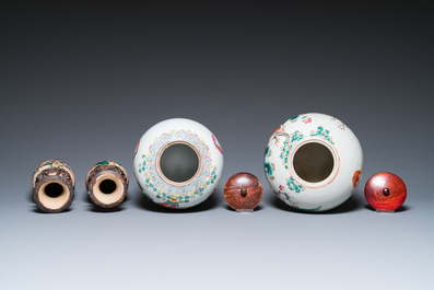 A varied collection of Chinese famille rose and qianjiang cai porcelain, 19/20th C.