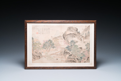 Follower of Tang Yin 唐寅 (1470-1524): 'Five landscapes and an album with two landscapes', ink and colour on silk, 20th C.