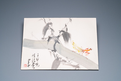 Chinese school: An album of twelve paintings with signatures of celebrities, a.o. Zhao Shaoang 趙少昂, ink and colour on paper, dated 1944