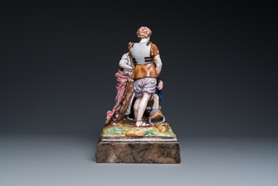 A large French polychrome pottery group showing the story of Belisarius, Niderviller, 18th C.