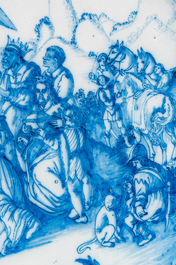 Plat exceptionnel en fa&iuml;ence en bleu et blanc &agrave; d&eacute;cor de l'Adoration des Mages, atelier Verstraeten, Haarlem, ca. 1640-1660