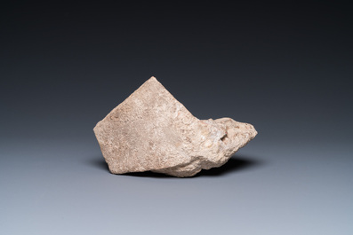 A Greek terracotta with white engobe antefix in the shape of a woman's head, 5/4th C. b.C.
