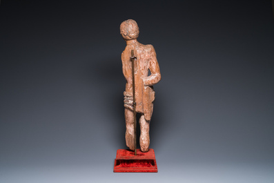A German wood sculpture of Saint Sebastian, 16th C.