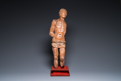 A German wood sculpture of Saint Sebastian, 16th C.