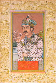 Ecole indienne, deux miniatures: 'Portrait d'Akbar le Grand, le troisi&egrave;me empereur moghol' et 'Portrait d'une princesse', 19&egrave;me