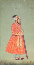 Two Indian school miniatures: 'Portrait of the Mughal Emperor Farrukhsiyar' and 'Portrait of a ruler', 19th C.