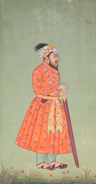 Ecole indienne, deux miniatures: 'Portrait de l'empereur moghol Farrukhsiyar' et 'Portrait d'un souverain', 19&egrave;me