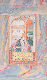 Two Indian school miniatures: 'Portrait of Akbar the Great, the third Mughal emperor' and 'Portrait of a princess', 19th C.