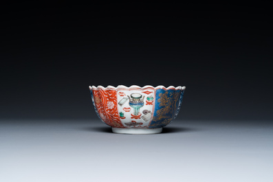 A lobed Chinese famille verte dish and a bowl, Kangxi