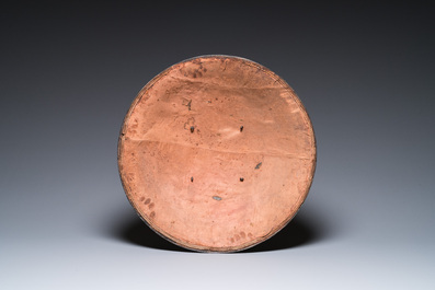 A Qajar tinned copper helmet (khula khud), shield (dhal) and arm piece (dastana), Persia, 19th C.