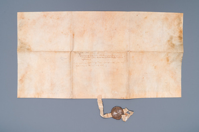 A Flemish armorial manuscript on parchment and a second one, dated 1587 and bearing a seal, 16th C.
