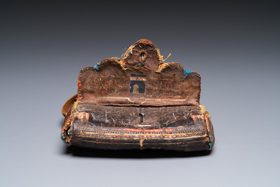 A leather purse with inscription for Mekka and Medina, probably Persia, 19/20th C.