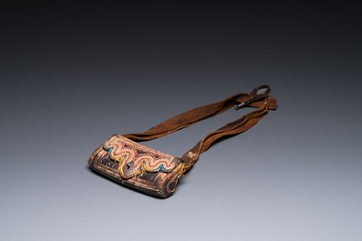 A leather purse with inscription for Mekka and Medina, probably Persia, 19/20th C.