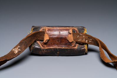 A leather purse with inscription for Mekka and Medina, probably Persia, 19/20th C.