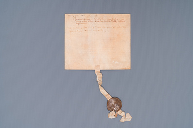 A Flemish armorial manuscript on parchment and a second one, dated 1587 and bearing a seal, 16th C.
