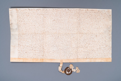 A Flemish armorial manuscript on parchment and a second one, dated 1587 and bearing a seal, 16th C.