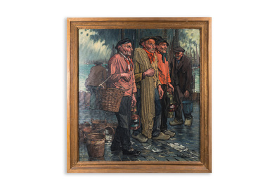 Achille Van Sassenbrouck (1886-1979): 'Fishermen', oil on canvas