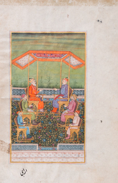 Persian and Indian school: ten miniatures with figurative designs and a view on the tomb of Akbar the Great, 19/20th C.